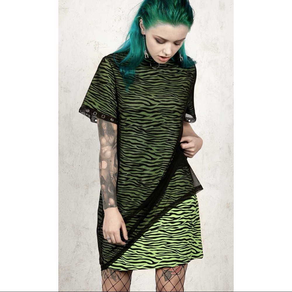 Dazed Zebra Mesh Dress by Disturbia